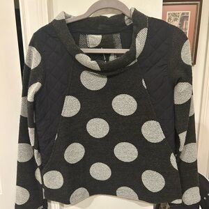 Anthropologie Black and White Polka Dot Cowl Neck Sweater